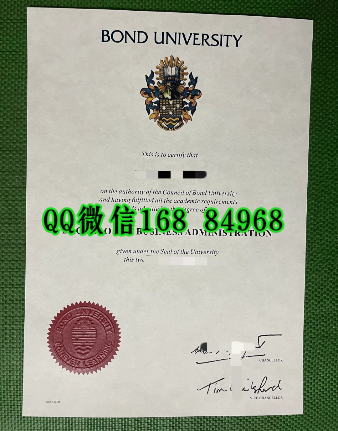 澳大利亚邦德大学 Bond University 学位文凭 Testamur