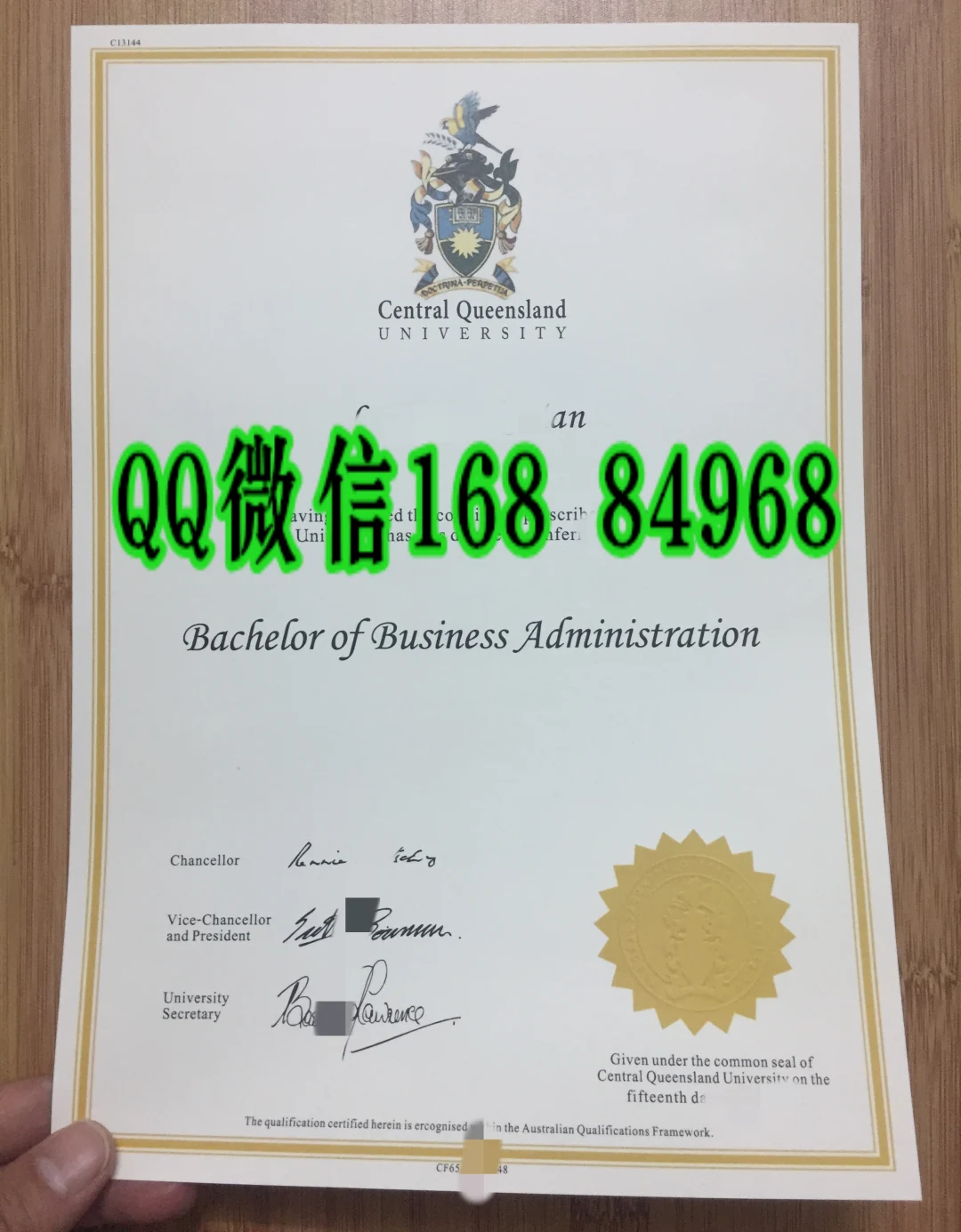 中央昆士兰大学毕业证Central Queensland University diploma，中央昆士兰大学学历样本