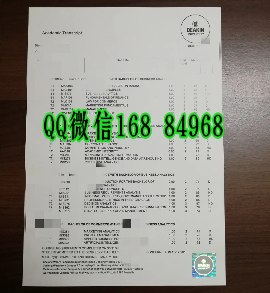 澳洲迪肯大学成绩单,Deakin University official academic transcript,迪肯大学官方成绩单,迪肯大学毕业成绩单,迪肯大学成绩单样本,迪肯大学电子成绩单,迪肯大学成绩单申请,迪肯大学成绩单留服认证,迪肯大学成绩单补办,澳洲迪肯本科硕士成绩单,Deakin transcript,迪肯大学留才认定成绩单材料
