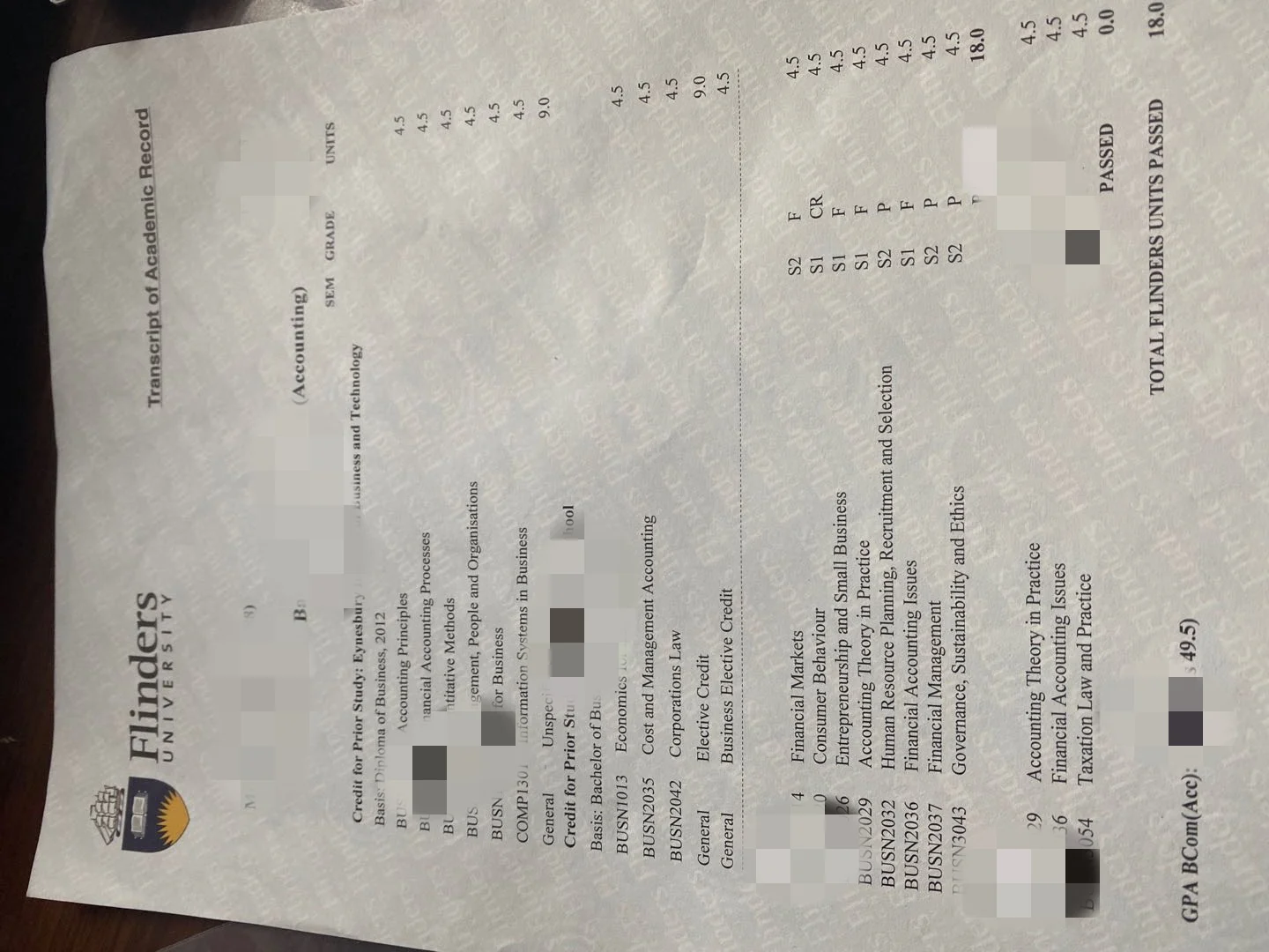 澳洲弗林德斯大学成绩单｜ Flinders University Official Academic Transcript