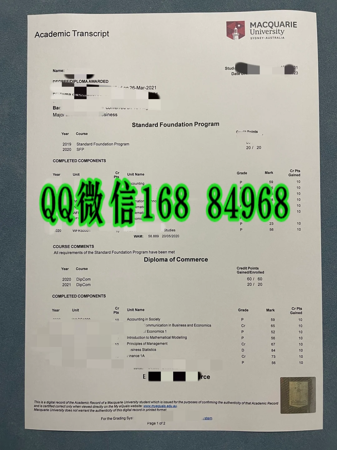 麦考瑞大学成绩单,Macquarie University academic transcript,澳洲麦考瑞硕士成绩单,麦考瑞大学官方成绩单,麦考瑞大学 Transcript,麦考瑞成绩单学历认证,麦考瑞大学 My eQuals 成绩单