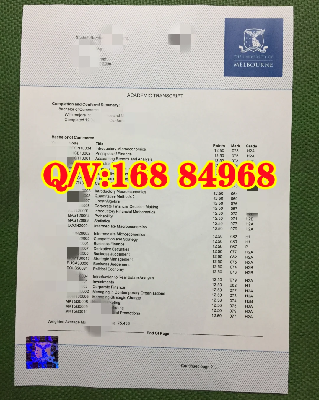 墨尔本大学商学士金融与市场营销双主修成绩单|Unimelb Commerce Transcript 解析,墨尔本大学成绩单,墨大商学士成绩单,Unimelb Bachelor of Commerce transcript,墨大 Finance and Marketing 成绩单,墨尔本大学 WAM,墨大成绩等级,墨大成绩单留服认证