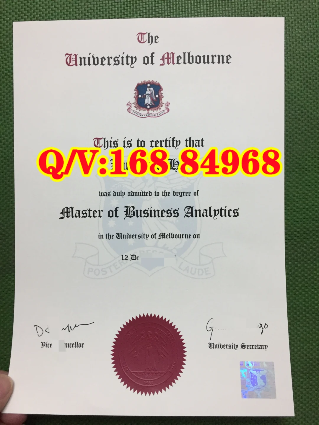 墨尔本大学商业分析硕士毕业证|University of Melbourne Master of Business Analytics 文凭样本,澳洲文凭样本