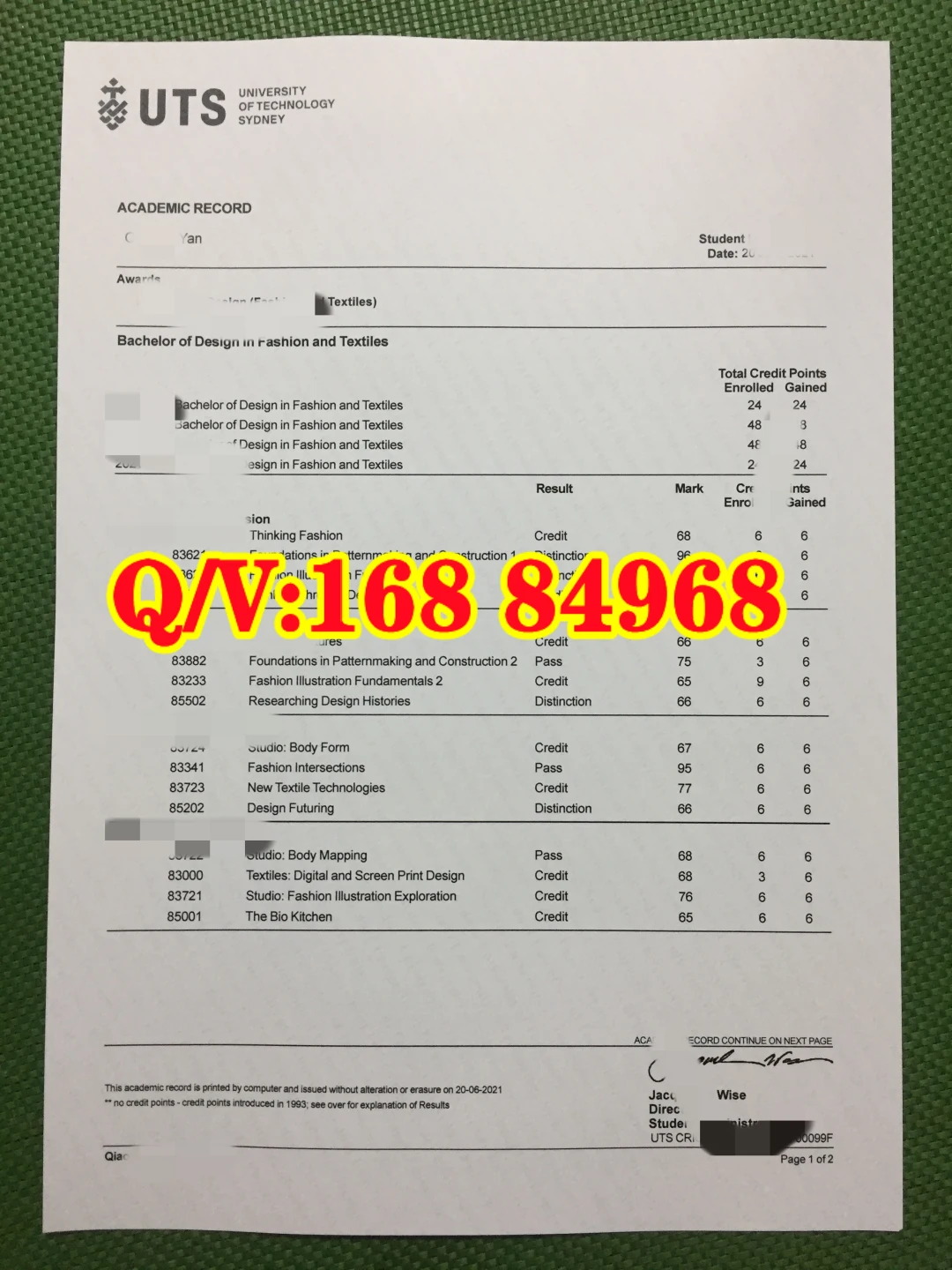 悉尼科技大学成绩单 UTS transcript 悉尼科技大学官方成绩单 UTS 成绩单申请 UTS 学术记录