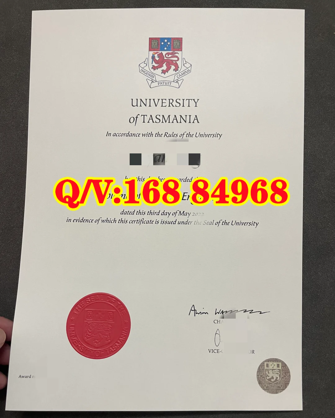 澳洲塔斯马尼亚大学毕业证University of Tasmania testamur