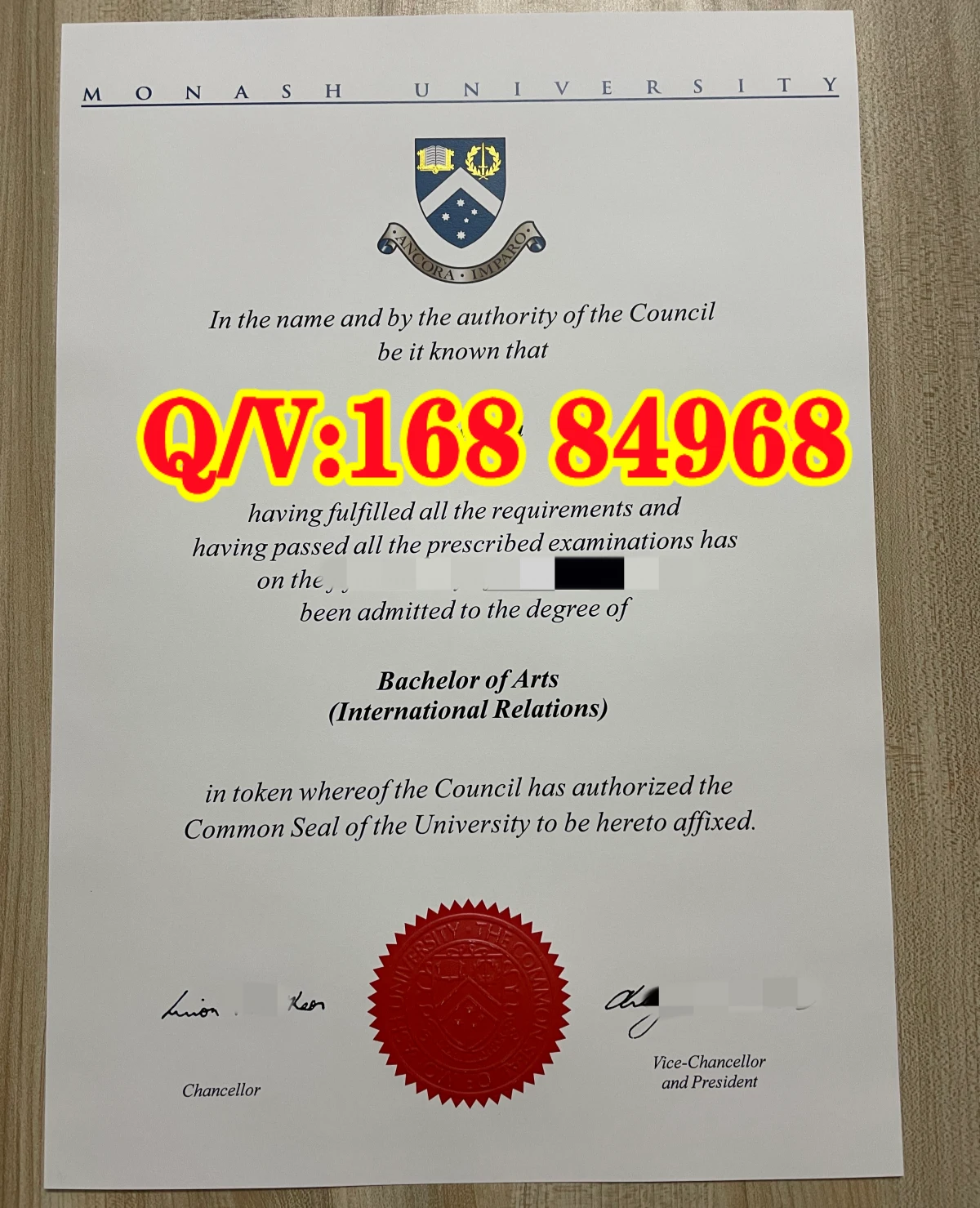 莫纳什大学文学学士国际关系毕业证样例,莫纳什大学毕业证,Monash University Bachelor of Arts (International Relations) 文学学士国际关系毕业证样例,澳洲莫纳什本科国际关系学位证书,莫纳什大学 Testamur 原版证书,澳洲八大莫纳什大学毕业证,Bachelor of Arts 国际关系本科证书