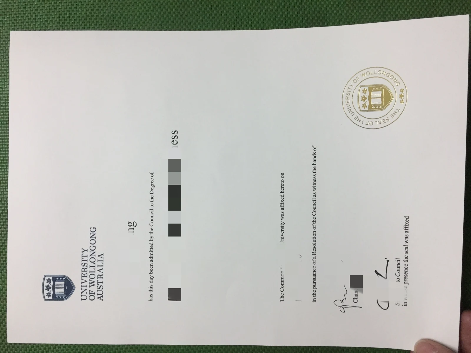 伍伦贡大学大专毕业证 University of Wollongong Diploma（高等教育文凭）