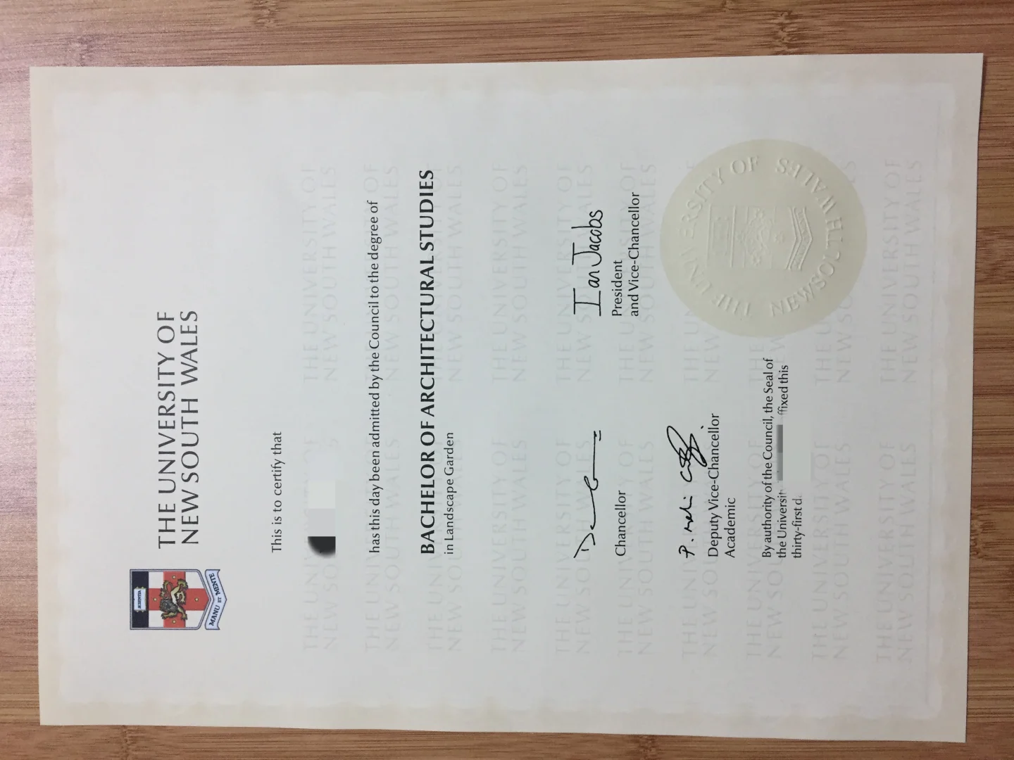 澳洲新南威尔士大学毕业证| The University of New South Wales Degree Testamur