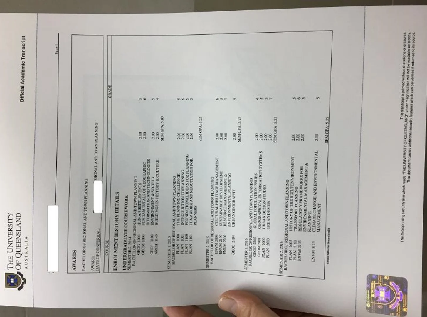 澳洲昆士兰大学成绩单,The University of Queensland Academic Record官方成绩单