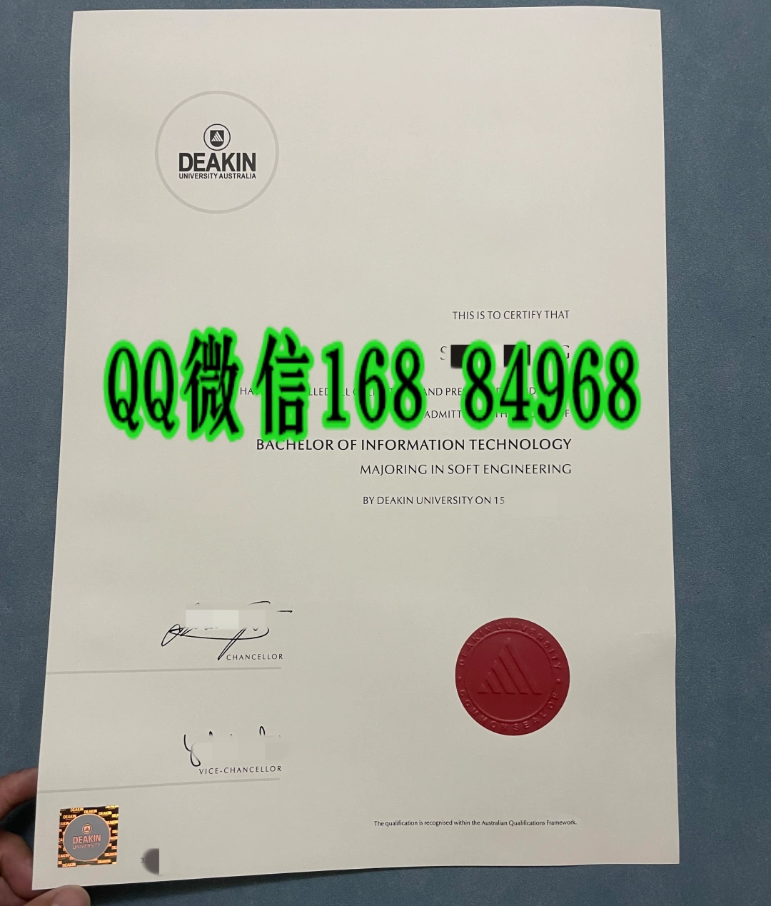 澳洲迪肯大学文凭防伪实拍图,澳洲迪肯大学毕业证样本,澳洲大学毕业证防伪,澳洲迪肯大学学位证书样本