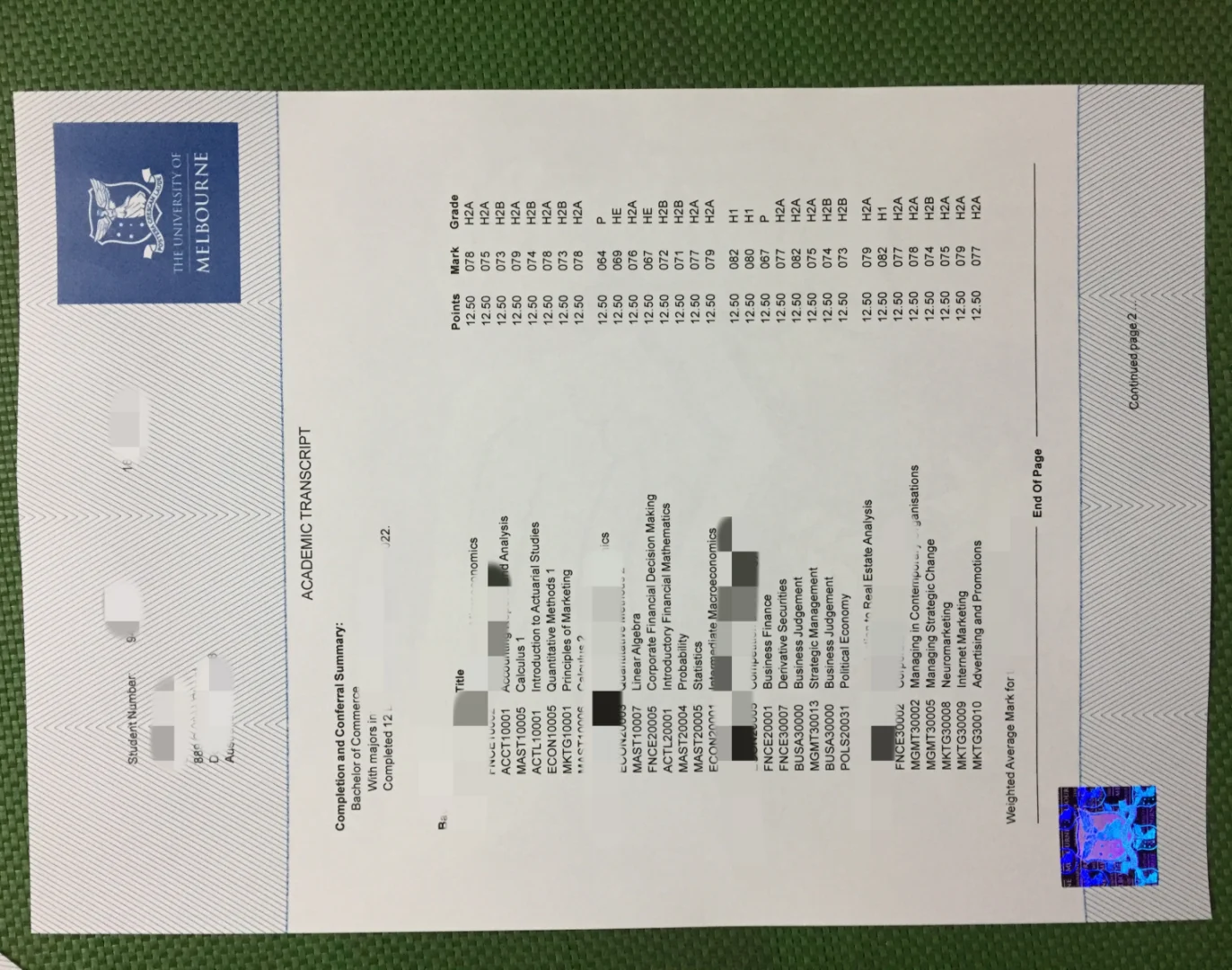 墨尔本大学商学士(金融与市场营销双主修)成绩单认证指南:中国学历背景需走学信网通道